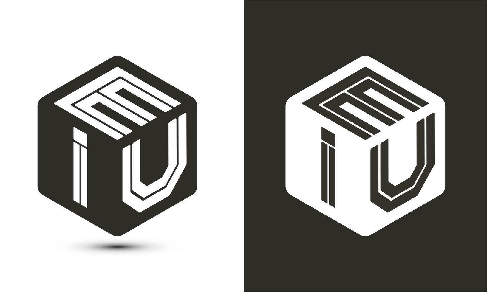 eiu brev logotyp design med illustratör kub logotyp, vektor logotyp modern alfabet font överlappning stil.