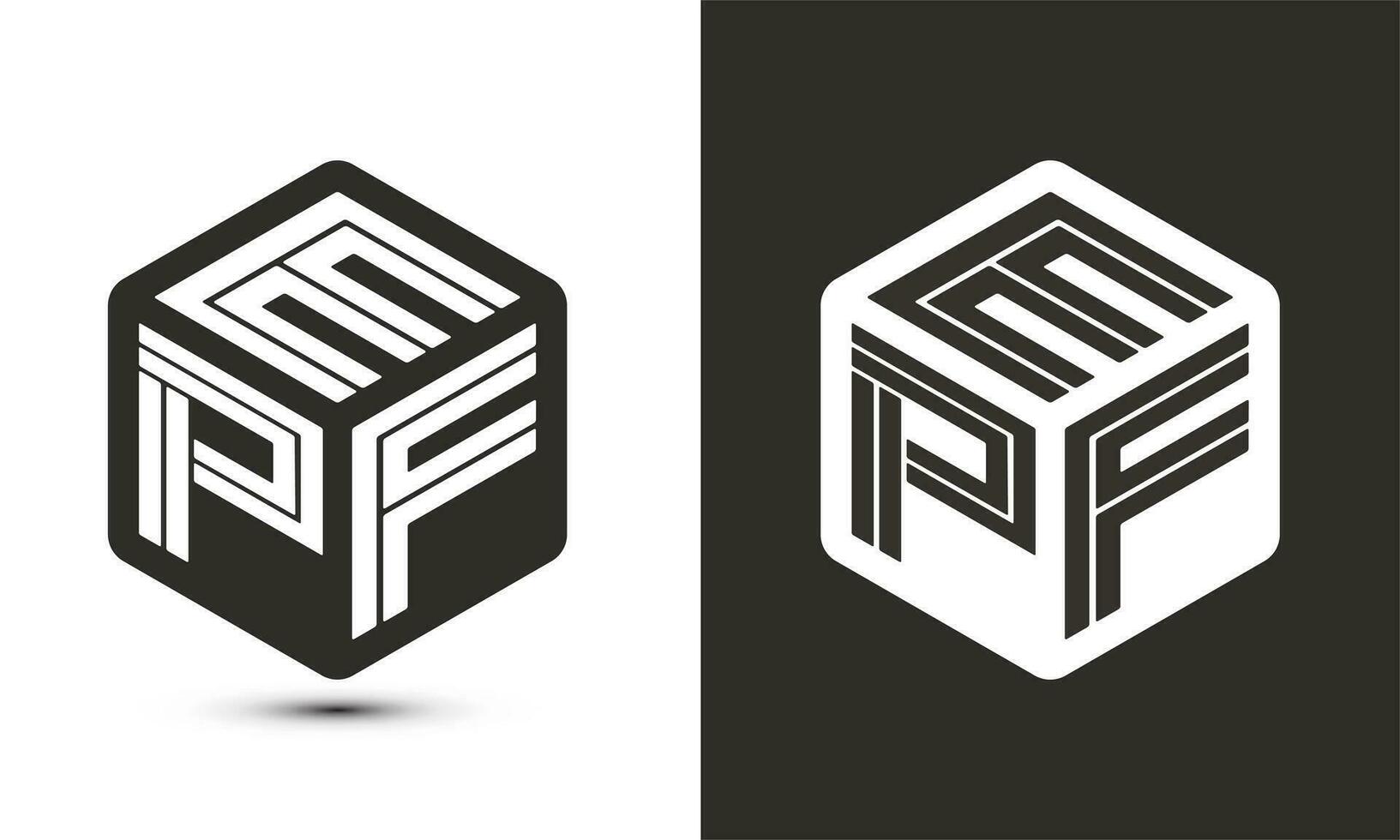epf brev logotyp design med illustratör kub logotyp, vektor logotyp modern alfabet font överlappning stil.