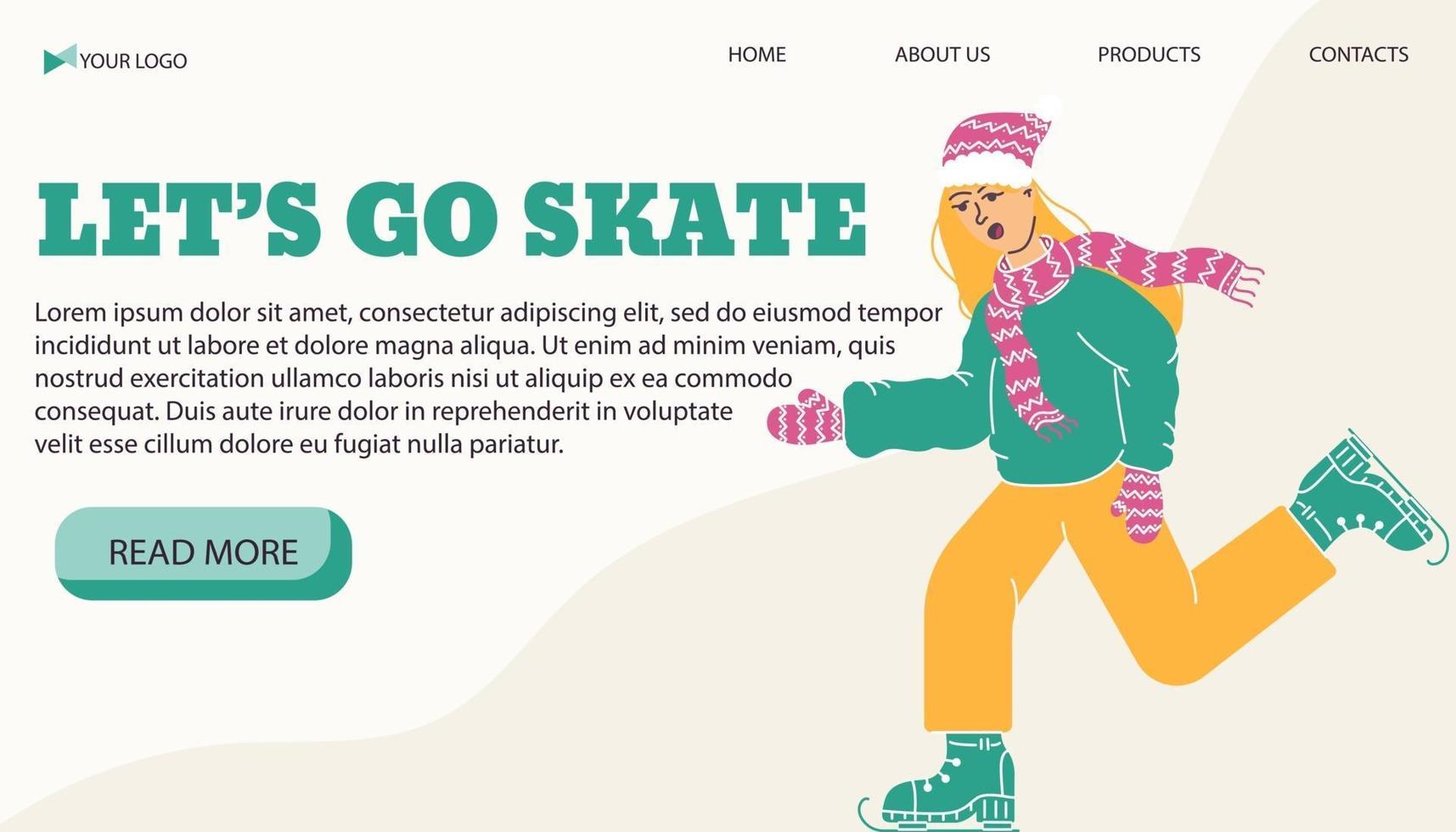 Vektor-Illustration-Banner-Vorlage für Skate-Service. vektor