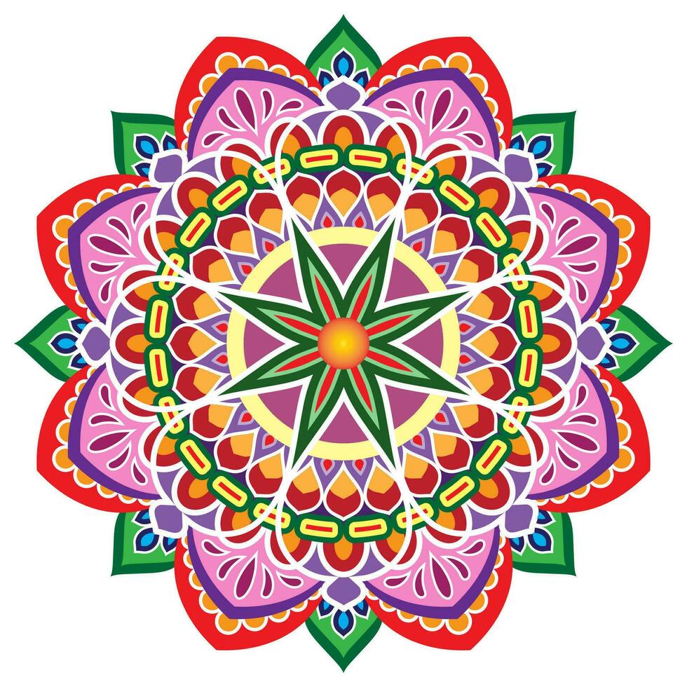 mandala blomma Färg vektor bild.