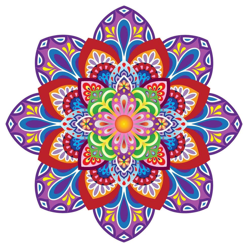 mandala blomma Färg vektor bild.