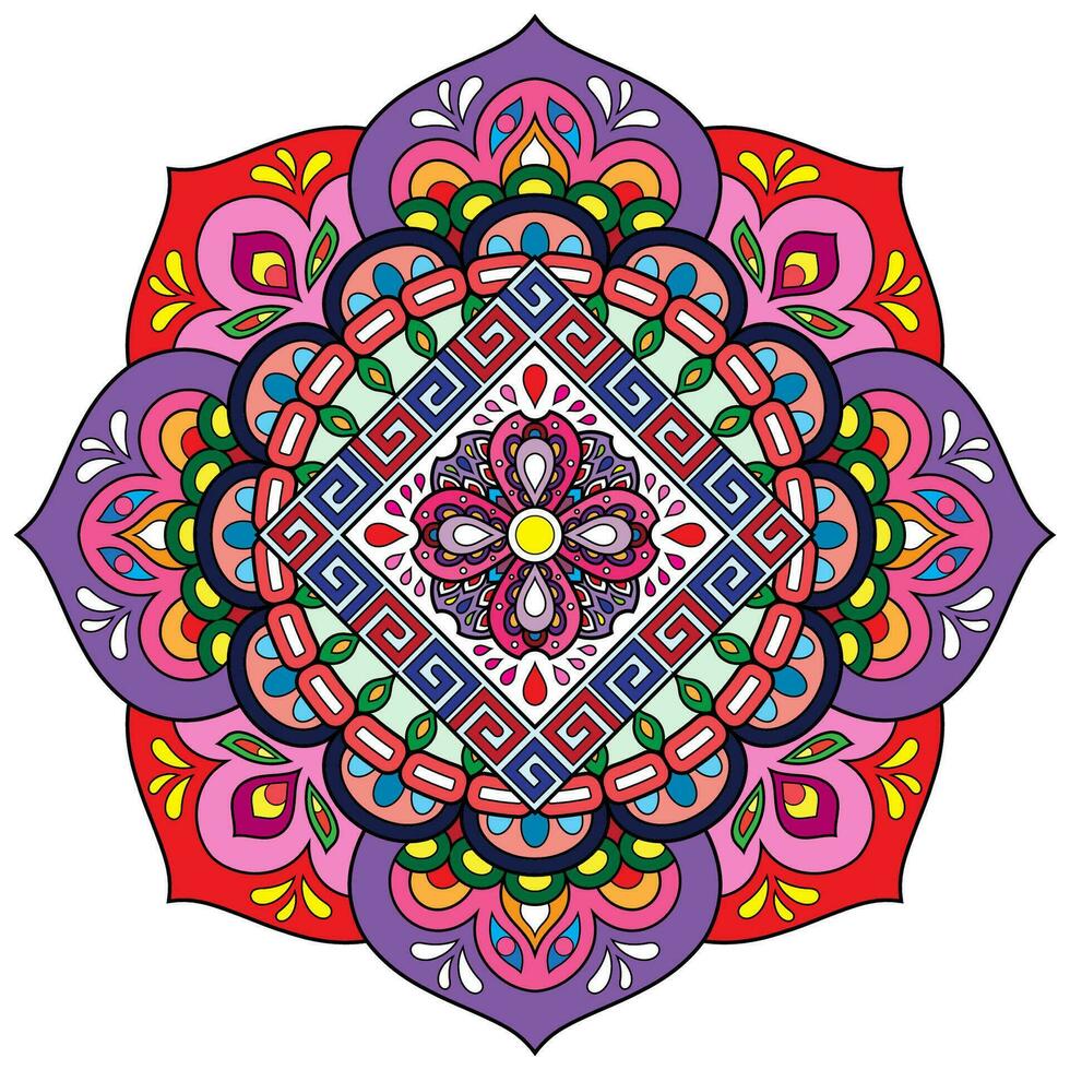 Mandala Blume Farbe Vektor Bild.