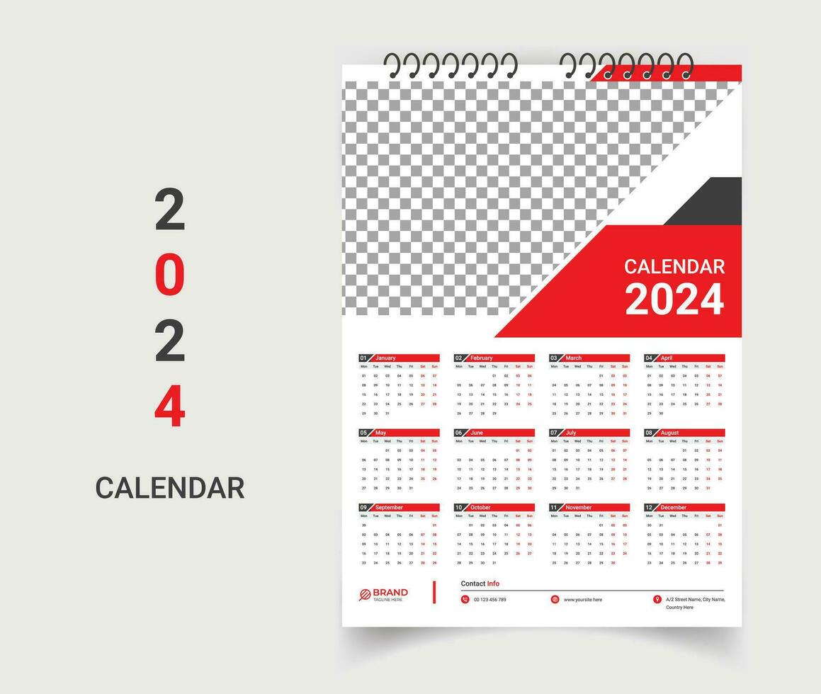 kreativ vägg kalender mall design vektor