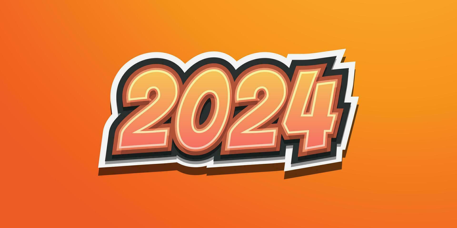 glücklich Neu Jahr 2024 Design mit Jahrgang Stil. Vektor Design zum Poster, Banner, und Gruß Karte