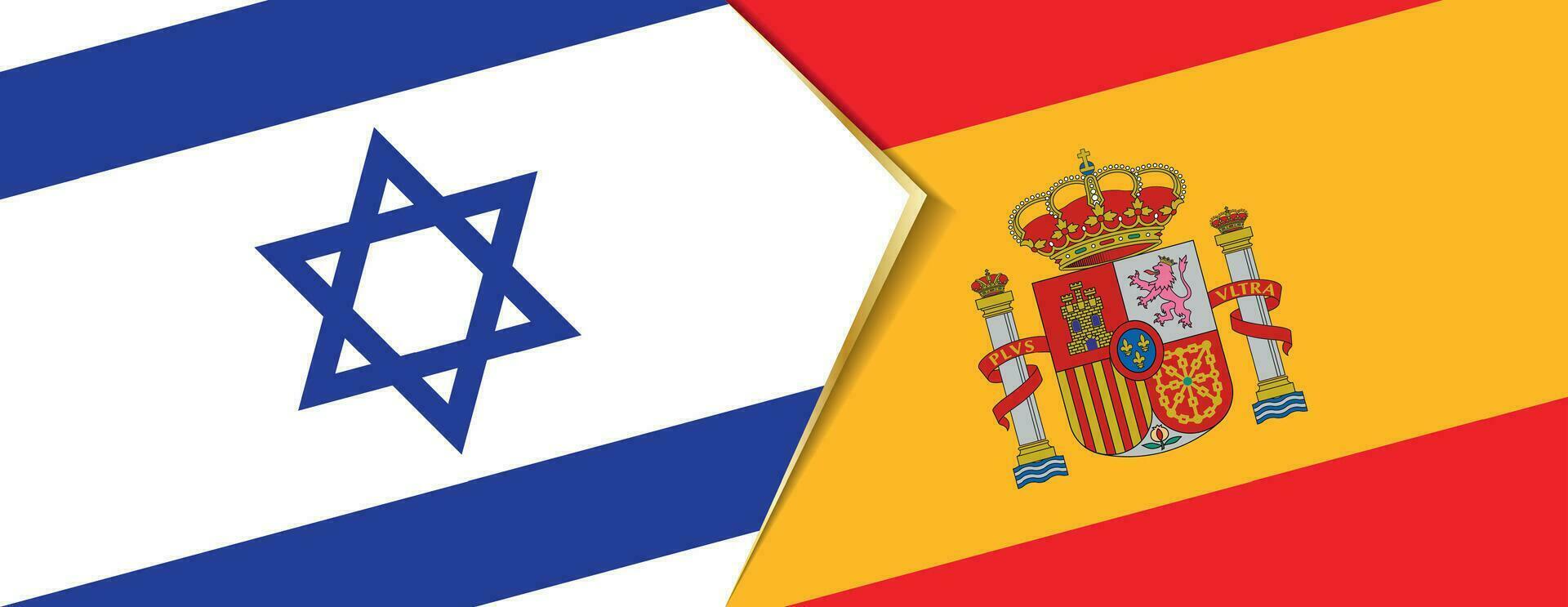 Israel och Spanien flaggor, två vektor flaggor.
