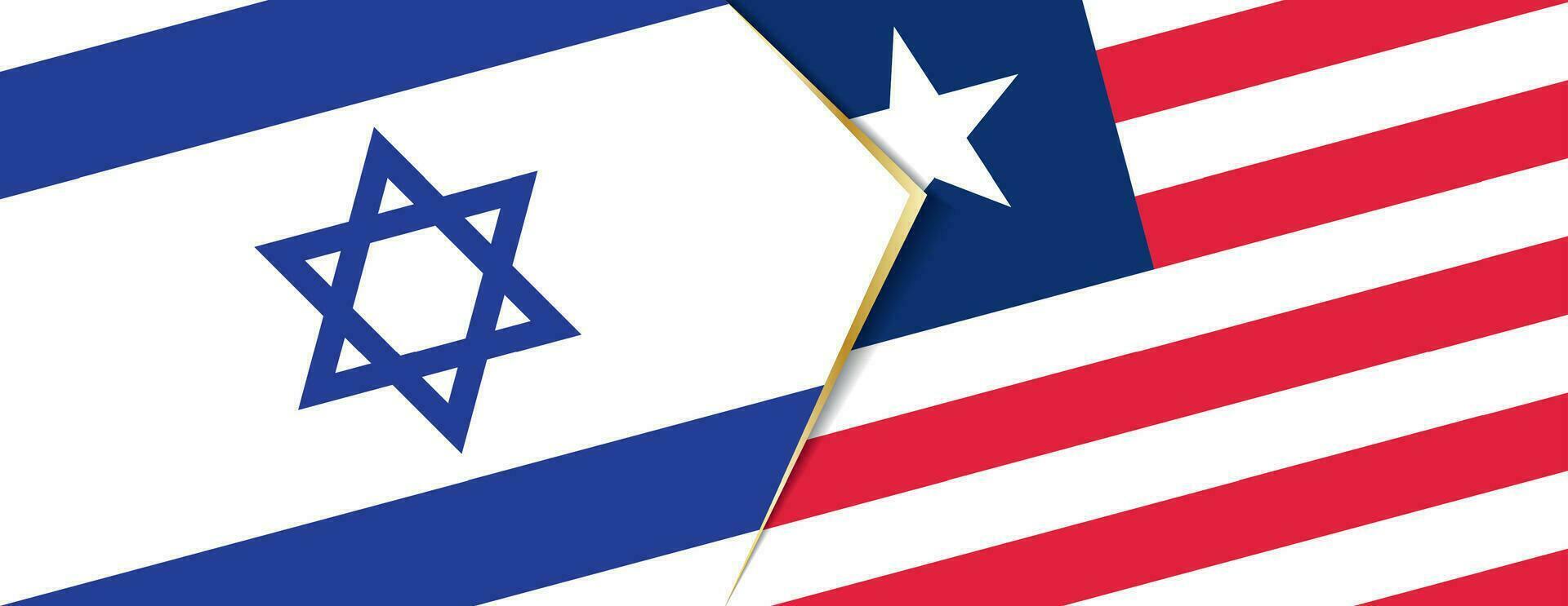 Israel och Liberia flaggor, två vektor flaggor.
