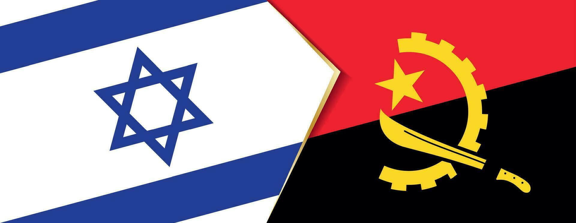 Israel und Angola Flaggen, zwei Vektor Flaggen.