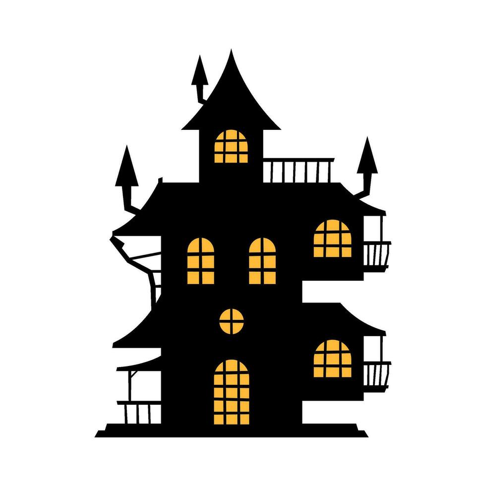 skrämmande slott halloween platt illustration vektor