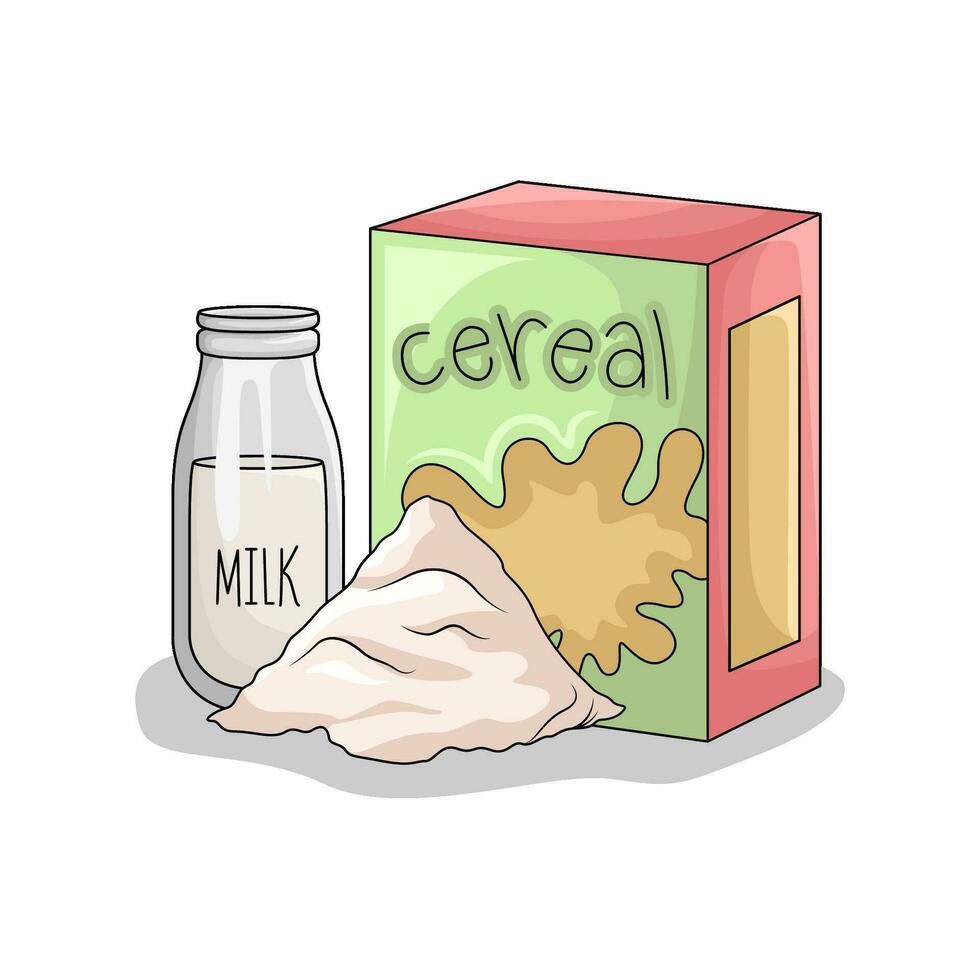 Müsli Kasten, Flasche Milch mit Milch Pulver Illustration vektor