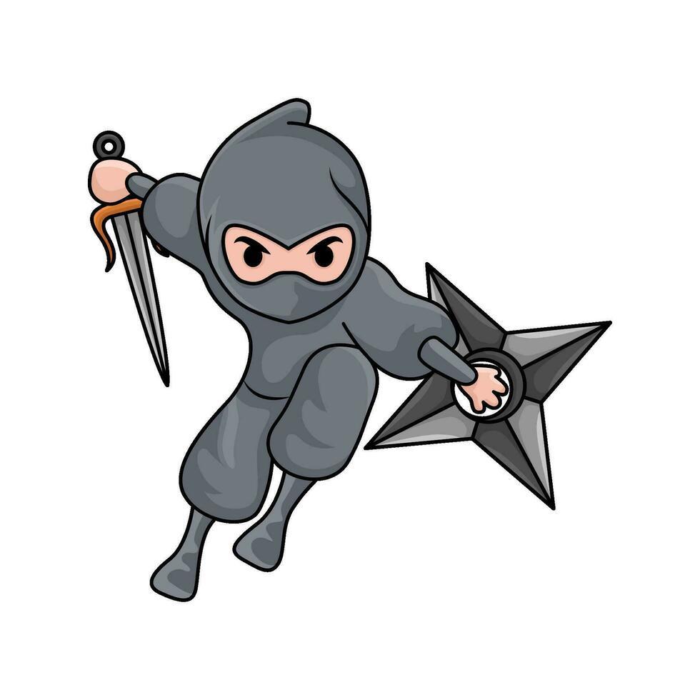 svärd med shuriken i hand ninja illustration vektor