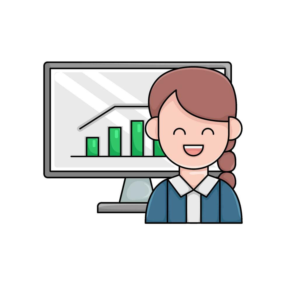 Investor mit Diagramm Grafik Illustration vektor