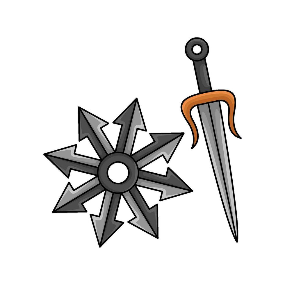 svärd med shuriken illustration vektor