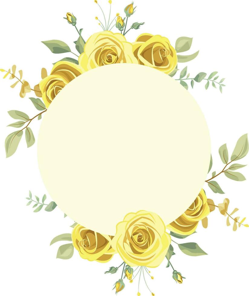 Illustration von Blumen- Rahmen mit Gelb und Grün Rose Blätter, zum Hochzeit stationär, Gruß, Hintergrund, Mode, Hintergrund, Textur, Verpackung vektor