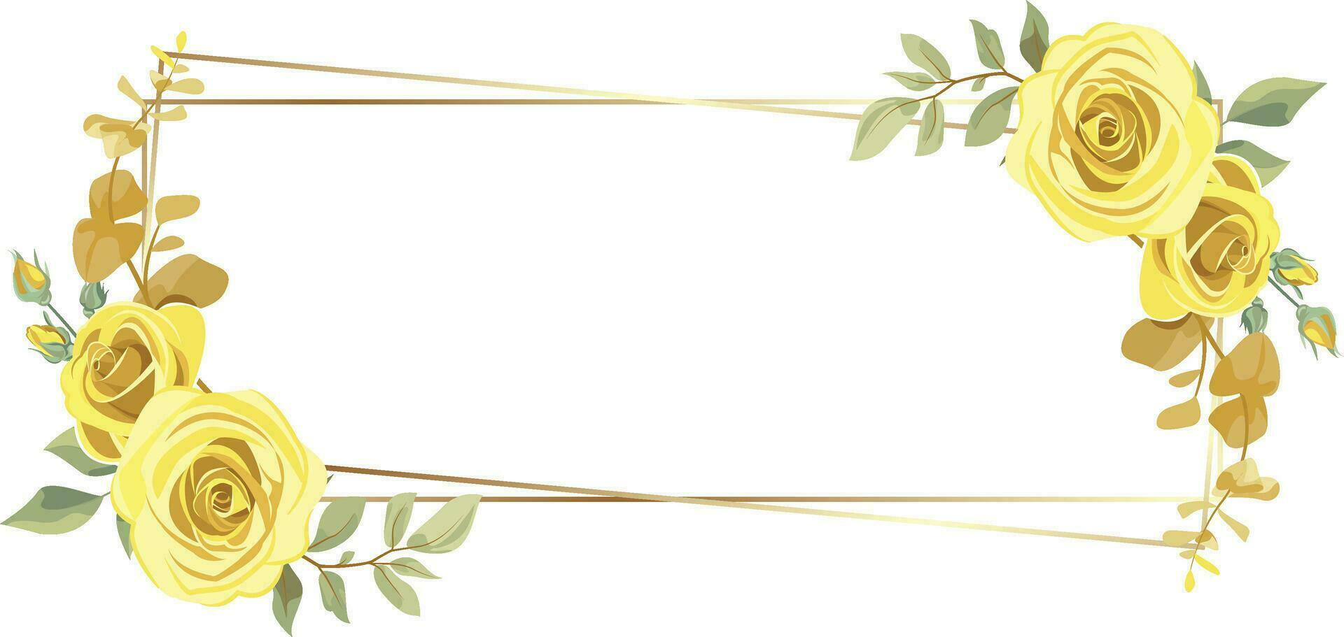 illustration av blommig ram med gul och grön reste sig löv, för bröllop stationär, hälsning, tapet, mode, bakgrund, textur, omslag vektor