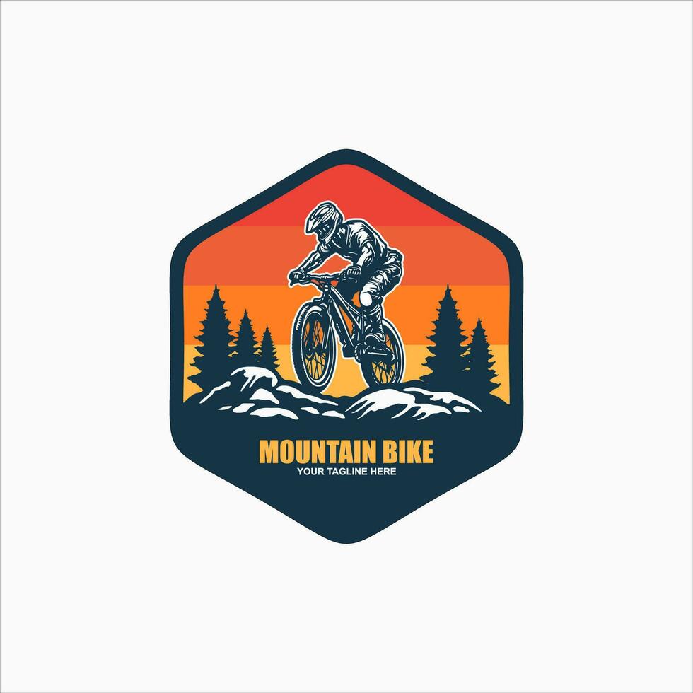 Berg Fahrrad Logo Emblem Vektor Bild