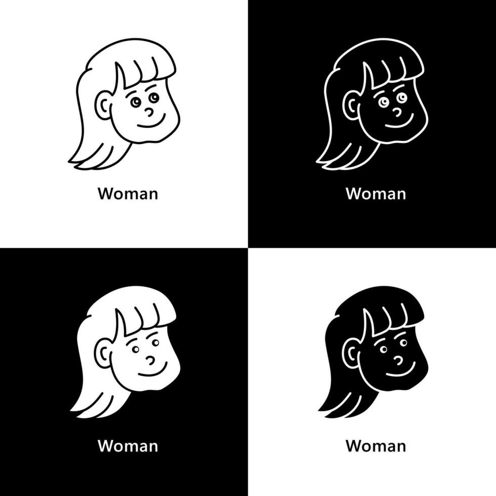 kvinna flicka ansikte avatar logotyp ikon vektor