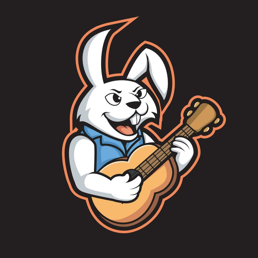 661 kanin spelar gitarr tecknad serie vektor ikon illustration.