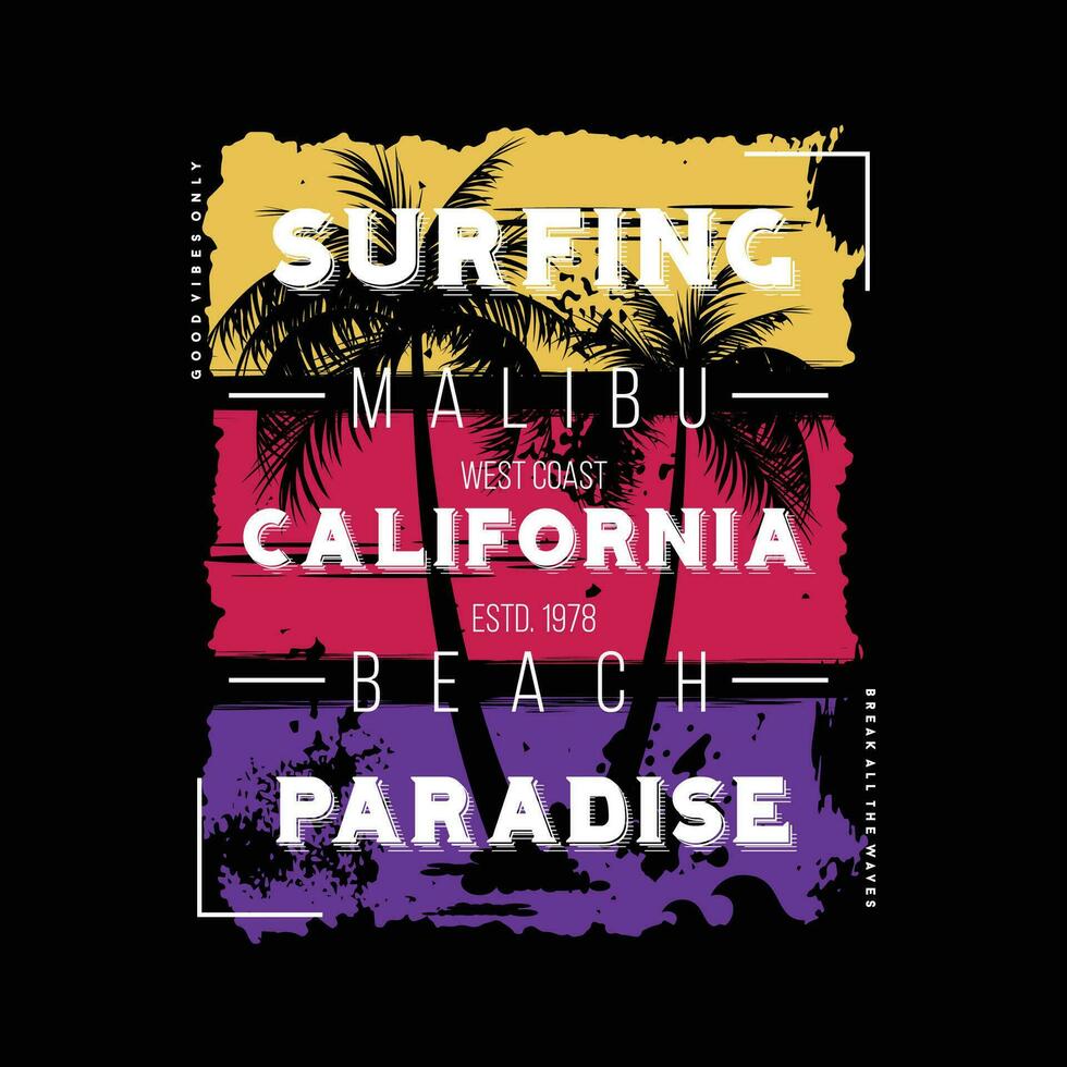malibu strand kalifornien grafisk design, typografi vektor illustration, modern stil, för skriva ut t skjorta