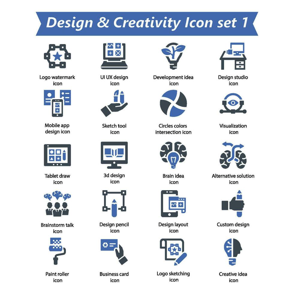 design kreativitet ikon uppsättning 1 vektor