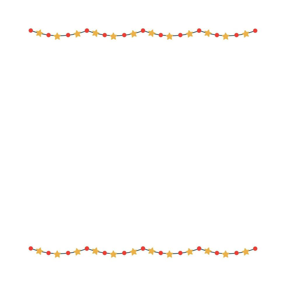 Weihnachten rahmen, Girlande mit Sterne, Licht Glühbirnen. vektor