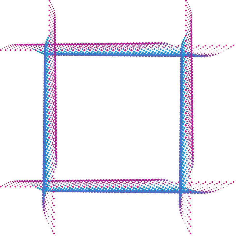 abstrakt geometrisch Rahmen mit Halbton Punkte auf ein Weiß Hintergrund, Blau rot Halbton Punkte Foto Rahmen Vorlage. Halbton bewirken Vektor Muster. Kreis Punkte isoliert auf das Weiß Hintergrund