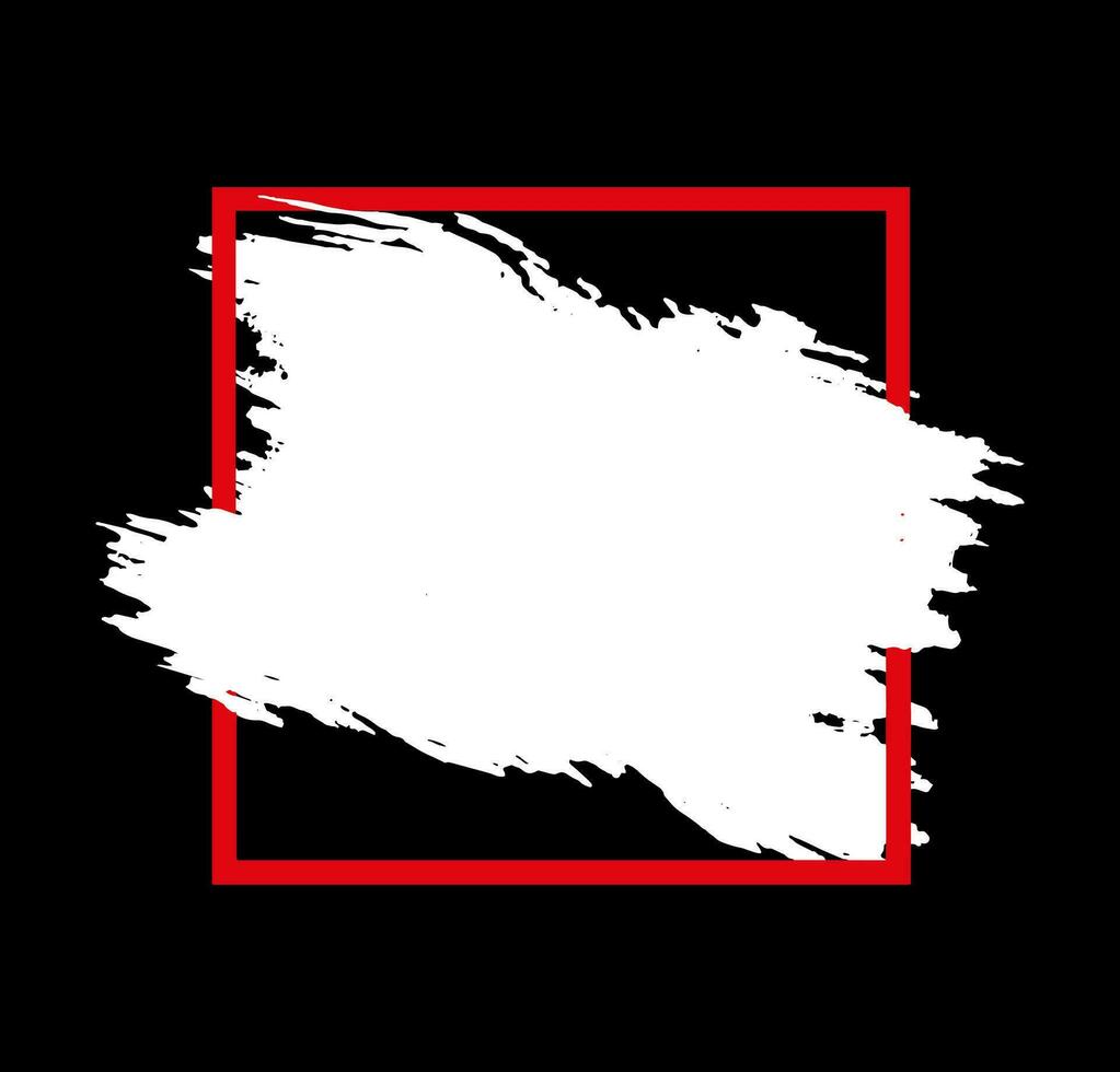 röd och vit fyrkant borsta stroke ram på vit bakgrund. vektor illustration. vektor grunge cirkel. bläck fyrkant stroke på vit bakgrund. vektor grunge cirkel