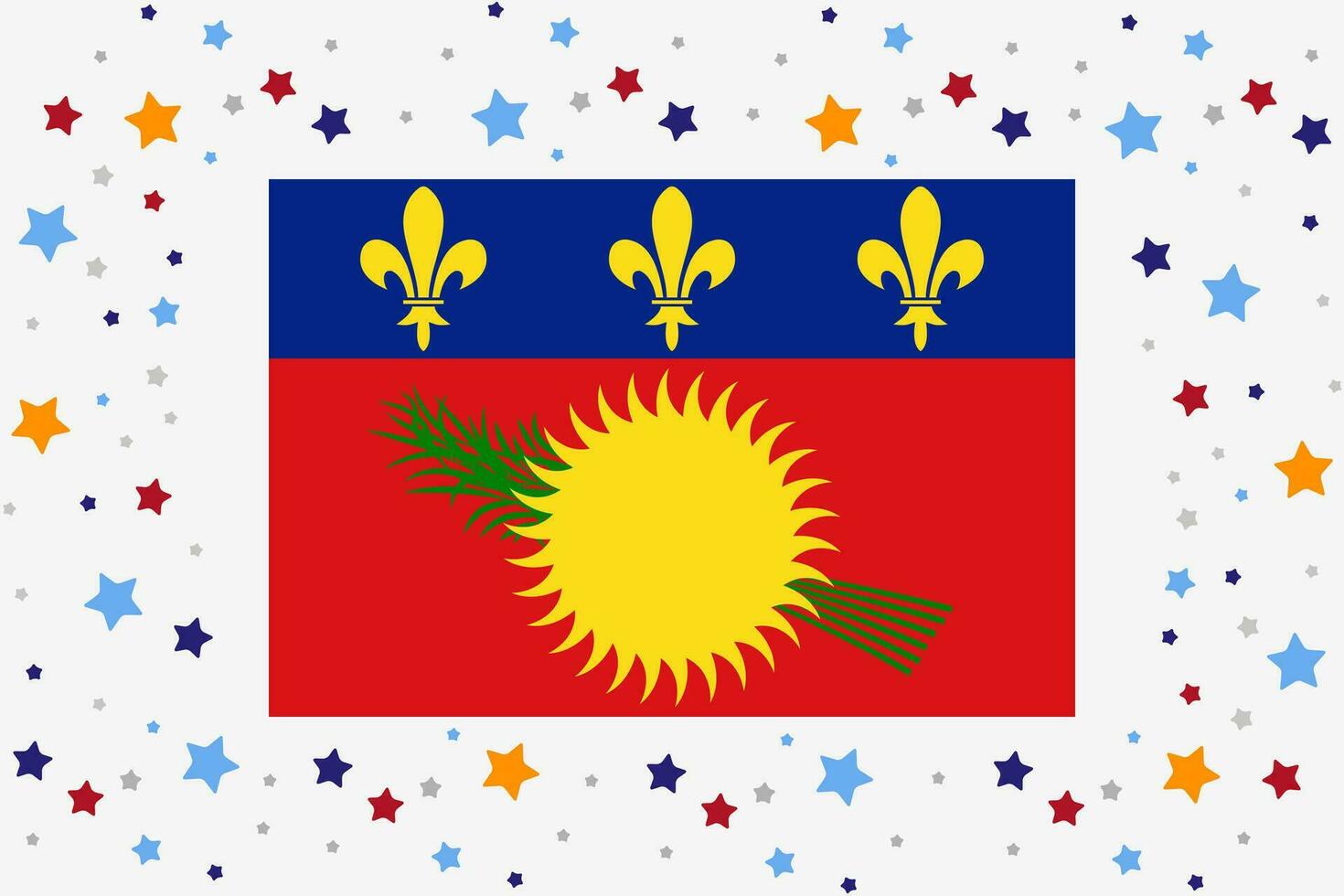 Guadeloupe Flagge Unabhängigkeit Tag Feier mit Sterne vektor