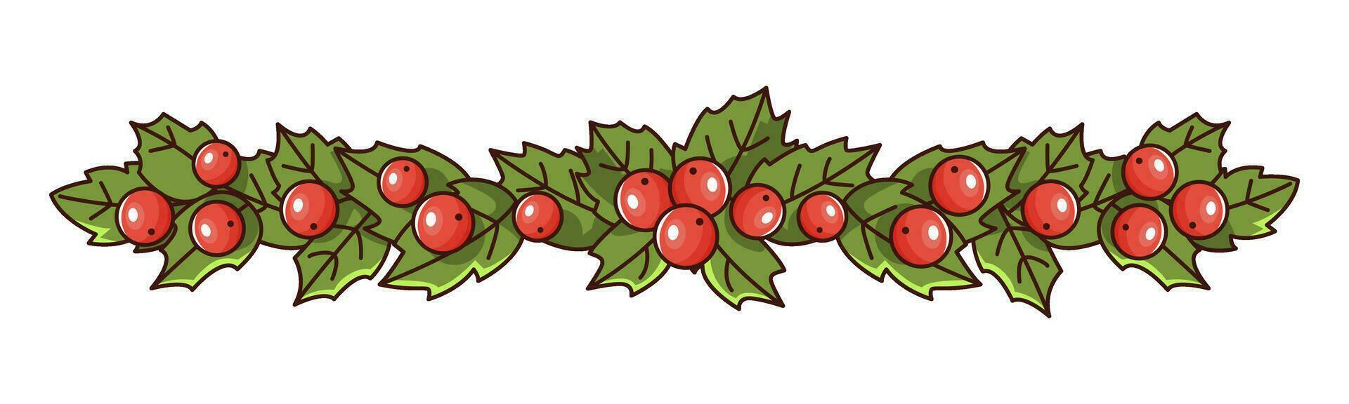 Weihnachten horizontal Rand mit Stechpalme auf ein Weiß Hintergrund. vektor