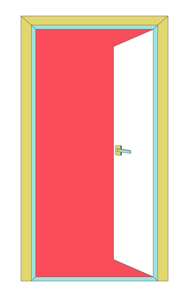 öppen dörr 2d linjär tecknad serie objekt. utgång dörröppning isolerat linje vektor element vit bakgrund. sluta jobb. ingång interiör. tillgång byggnad. entrén. nödsituation utgång Färg platt fläck illustration