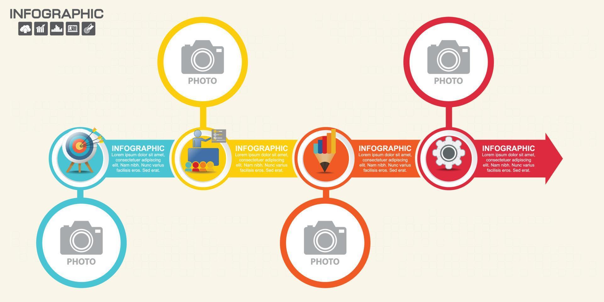 infografisk formgivningsmall med ram för din text och foto, kan användas för arbetsflödeslayout, diagram, rapport, webbdesign. vektor