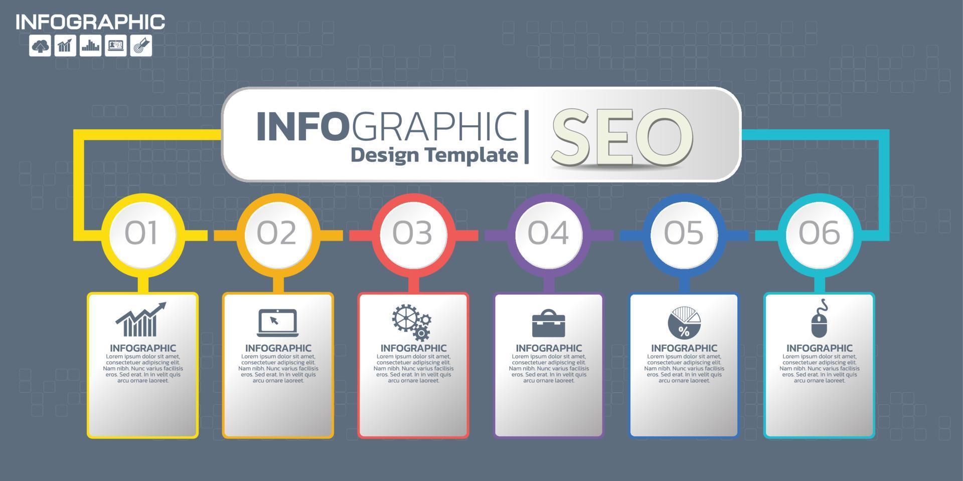 digitales Marketingkonzept. Infografik-Diagramm mit Symbolen, kann für Workflow-Layout, Diagramm, Bericht, Webdesign verwendet werden. vektor