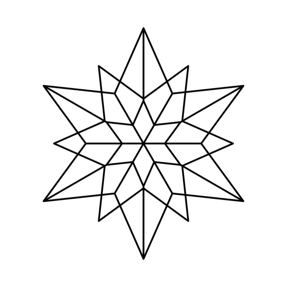 Vektor Weihnachten Schneeflocke Origami Star von Bethlehem isoliert auf Weiß Hintergrund. geometrisch Linie Schnee Symbol. Weihnachten Design Element zum Banner, Gruß Karte