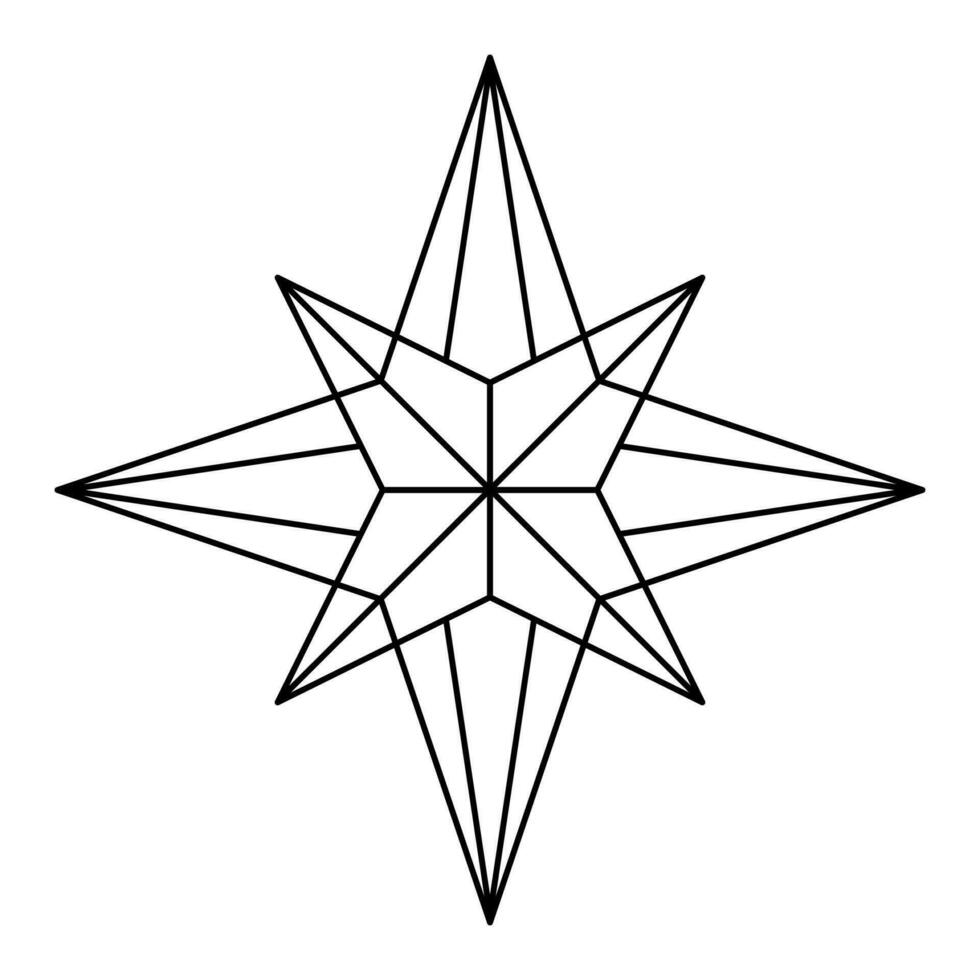 Weihnachten Vektor Schneeflocke Origami Star von Bethlehem isoliert auf Weiß Hintergrund. geometrisch Linie Schnee Symbol. Weihnachten Design Element zum Banner, Gruß Karte