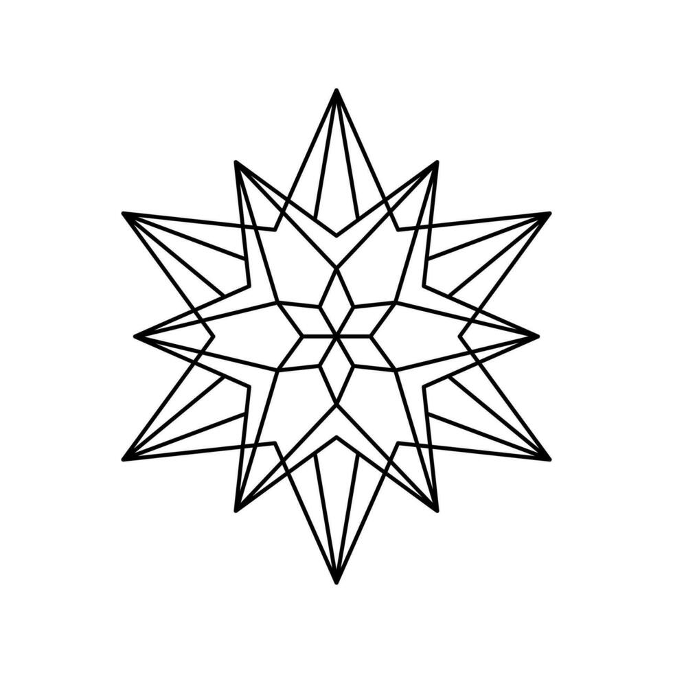 Vektor Weihnachten Schneeflocke Origami Star von Bethlehem isoliert auf Weiß Hintergrund. geometrisch Linie Schnee Symbol. Weihnachten Design Element zum Banner, Gruß Karte