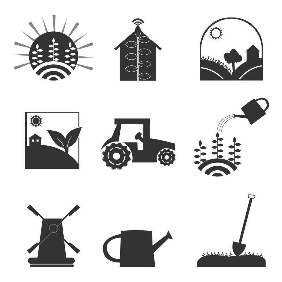 Landwirtschaft einfach Symbol Satz. Landwirtschaft Logo Vektor Illustration.