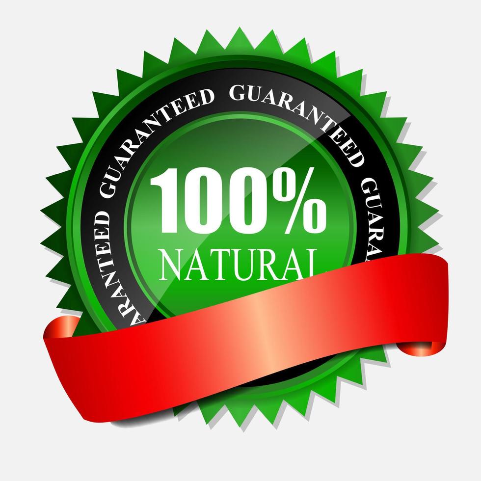 100 natürliches grünes Etikett isoliert auf white.vector illustration vektor