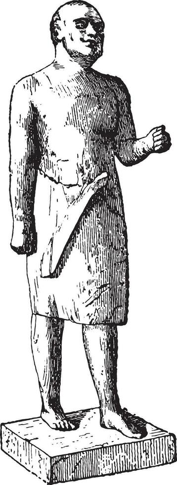 ägyptisch Statue von das ehemalige Reich, Jahrgang Gravur. vektor