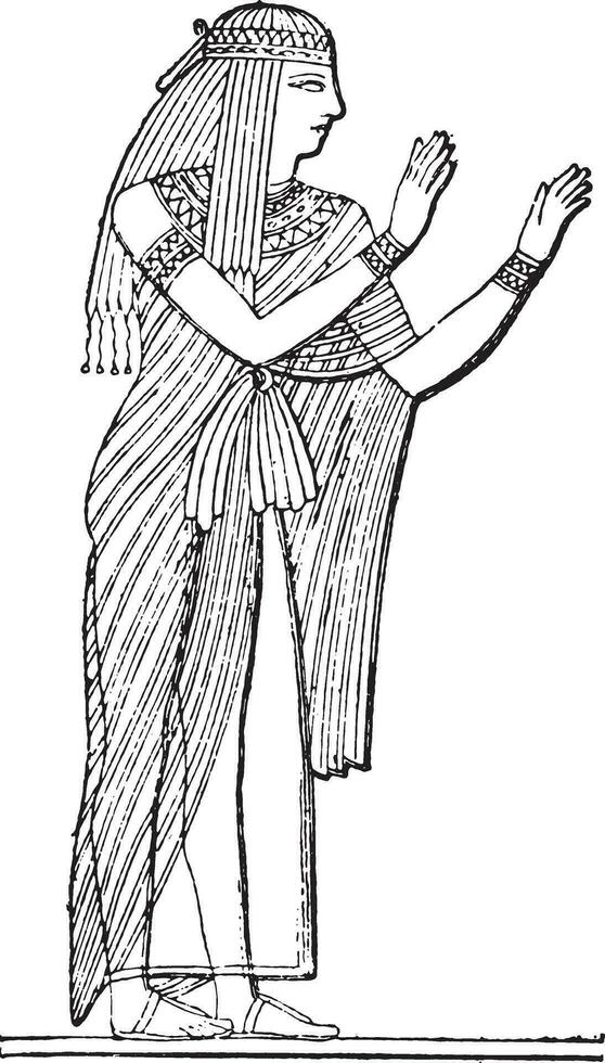 ägyptisch Frau, Jahrgang Gravur. vektor