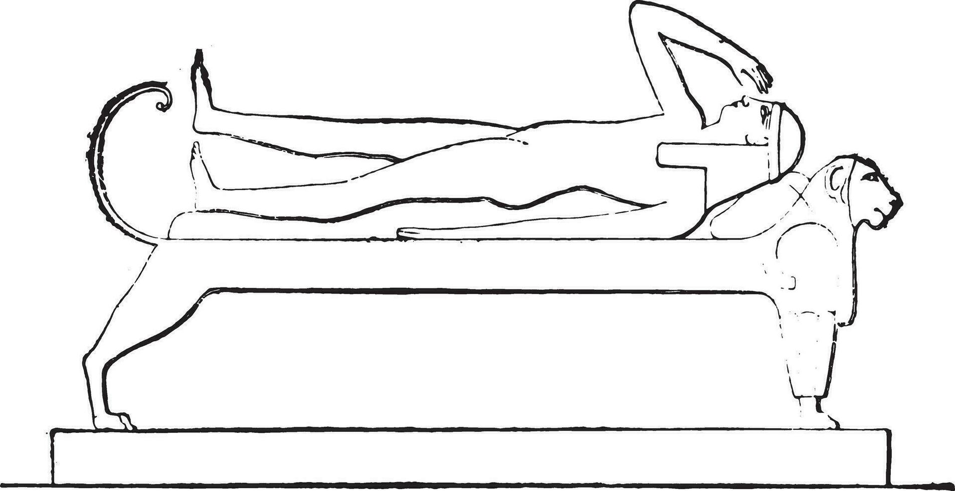 egyptisk säng, årgång gravyr. vektor