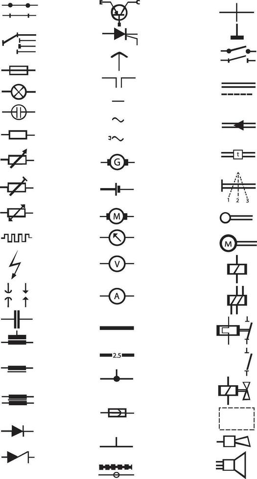 omfattande lista av talrik elektrisk tecken vektor