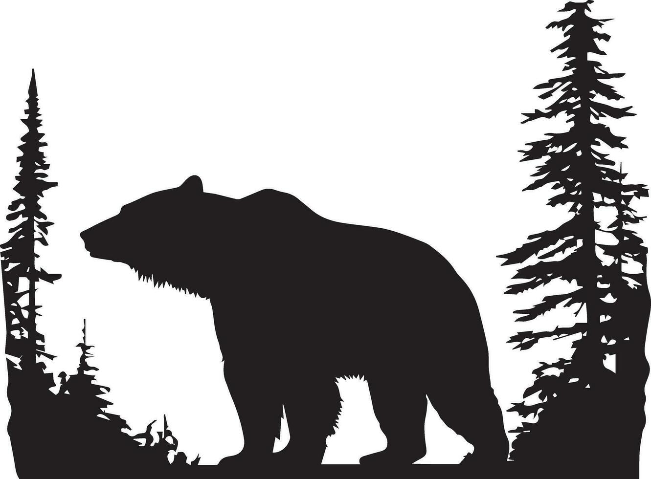 Bär auf das Wald Vektor Silhouette Illustration schwarz Farbe 2