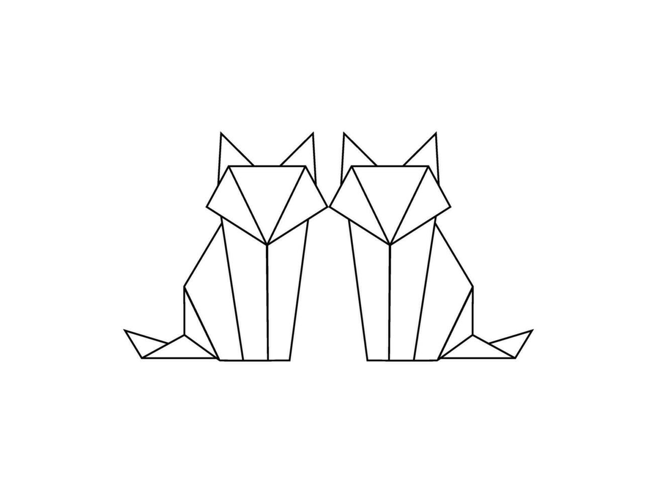 Paar von das Fuchs polygonal Linien Illustration, können verwenden zum Logo Gramm, Kunst Illustration, Webseite, Piktogramm, Apps, oder zum Design Element. Vektor Illustration