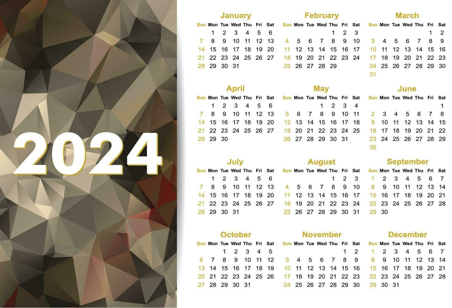 einfach Kalender zum 2024 Jahr. vektor