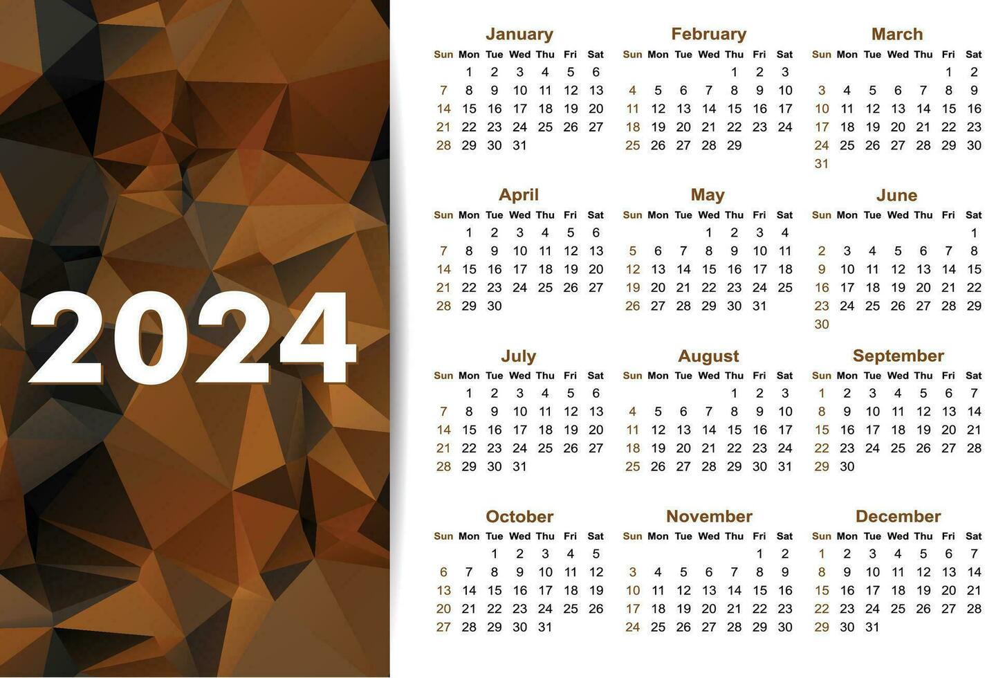 einfach Kalender zum 2024 Jahr. vektor