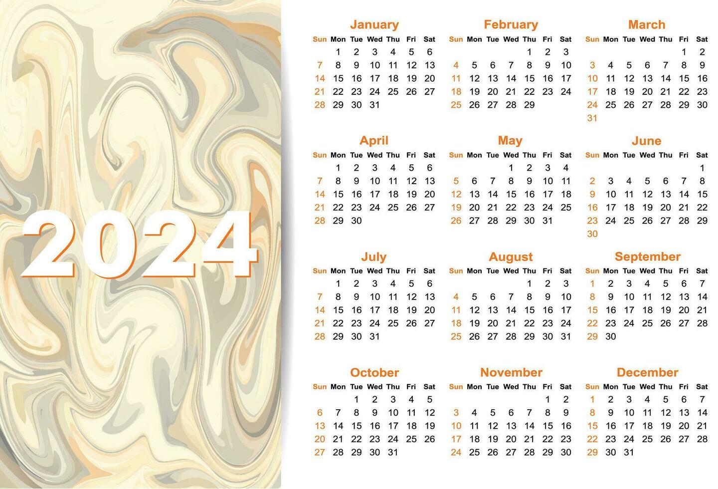 Neu 2024 einfach Kalender Design vektor