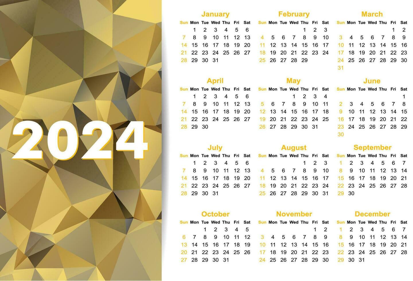 einfach Kalender zum 2024 Jahr. vektor