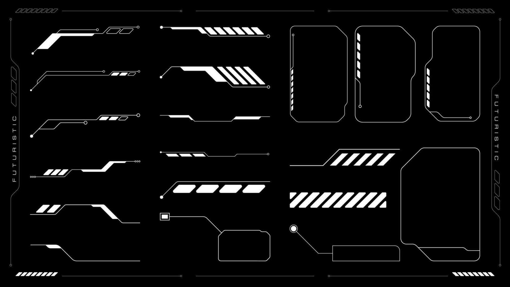 Sci-Fi futuristisch hud Instrumententafel Anzeige virtuell Wirklichkeit Technologie Bildschirm. einstellen Cyberpunk Technik Element Vektor Illustration.