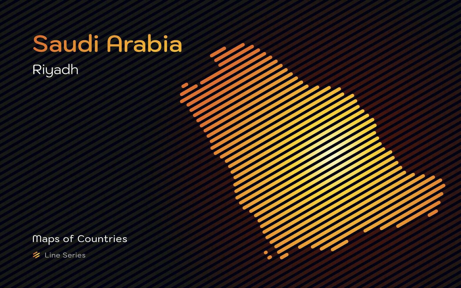 Saudi Arabien Grün Karte mit ein Hauptstadt von Riad gezeigt im ein Linie Muster vektor