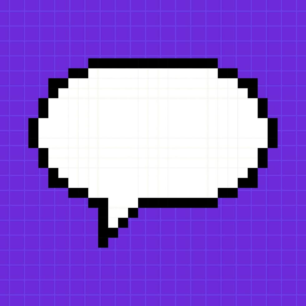 Pixel gerundet Dialog Box auf ein hell lila Hintergrund. Illustration im das Stil von ein 8 Bit retro Spiel, Regler, süß Rahmen zum Inschriften. vektor