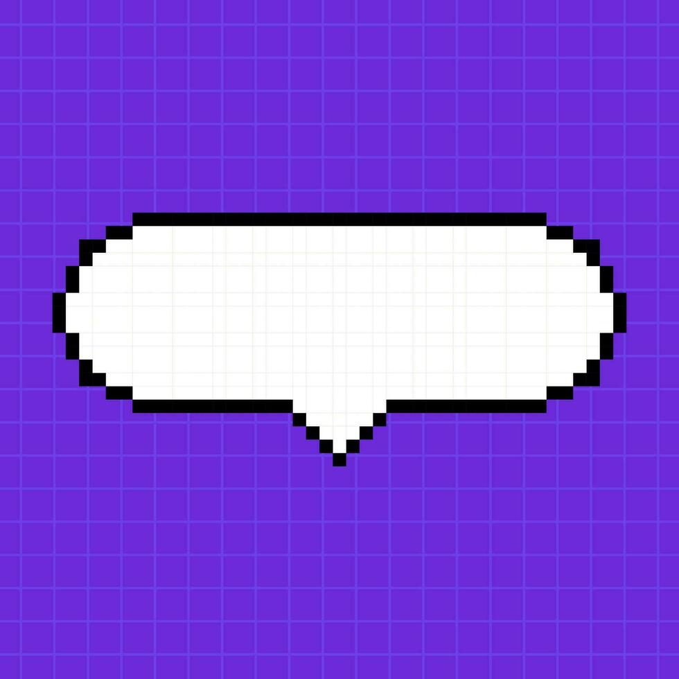 pixel oval dialog låda på en ljus lila bakgrund. illustration i de stil av ett 8-bitars retro spel, kontroller, söt ram för inskriptioner. vektor